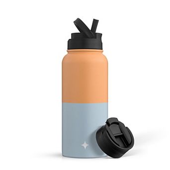 JoyJolt Vacuum Insulated 32-oz. Color Block Water Bottle with Flip Lid & Sport Straw Lid