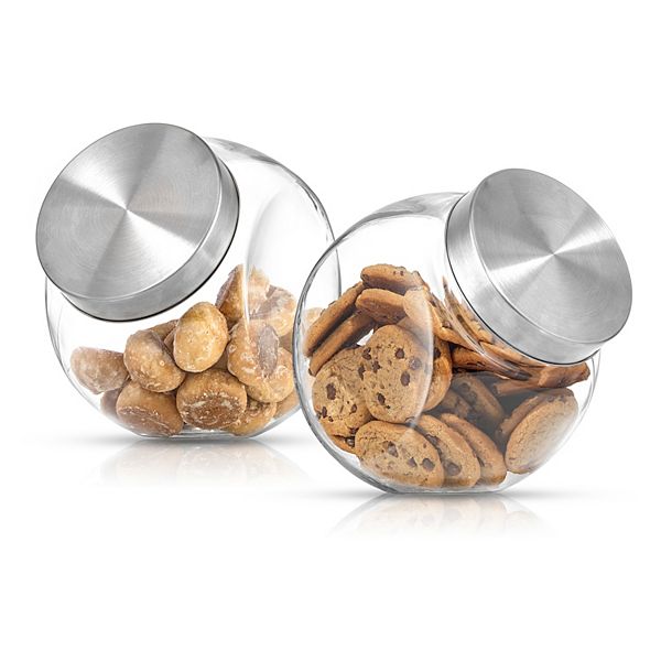JoyFul 2Pack Round Glass Cookie Jar with Airtight Lid
