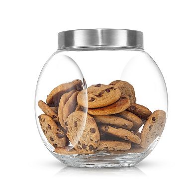 JoyFul by JoyJolt 2-Pack Round Glass Cookie Jar with Airtight Lid