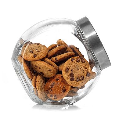 JoyFul by JoyJolt 2-Pack Round Glass Cookie Jar with Airtight Lid