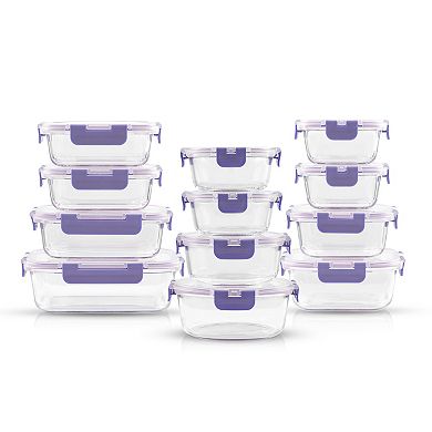 JoyFul by JoyJolt 24-Piece Glass Storage Containers with Leakproof Lids Set