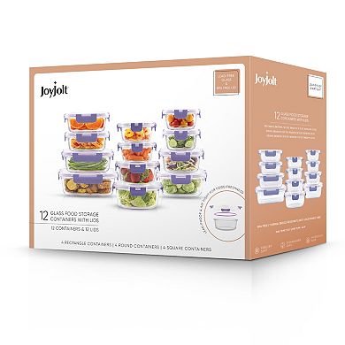 JoyFul by JoyJolt 24-Piece Glass Storage Containers with Leakproof Lids Set