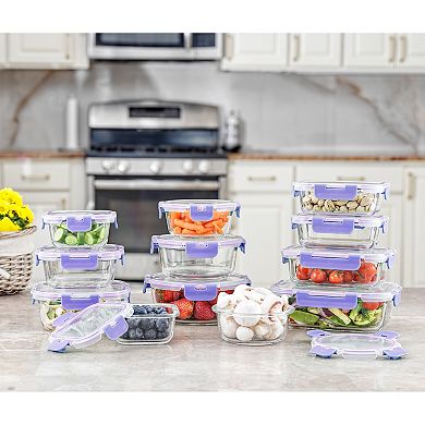 JoyFul by JoyJolt 24-Piece Glass Storage Containers with Leakproof Lids Set