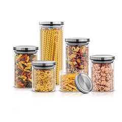 Cheer Collection Set of 7 Airtight Food Storage Containers Plus Dry Erase Marker and Label - Multiple Colors Available Navy