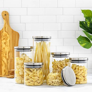 JoyJolt 6-Piece Storage Jars with Airtight Stainless Steel Lids Set