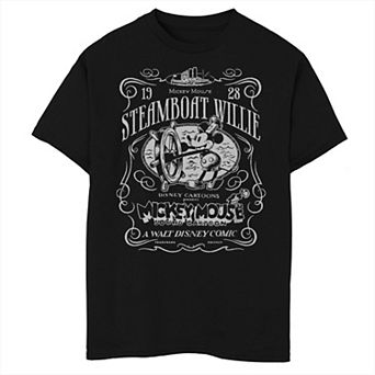 Disney's Mickey Mouse Boys 6-20 1928 Steamboat Willie Cartoon Tee