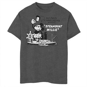 Disney's Mickey Mouse Steamboat Willie 100th Anniversary Boys Cartoon River Tee