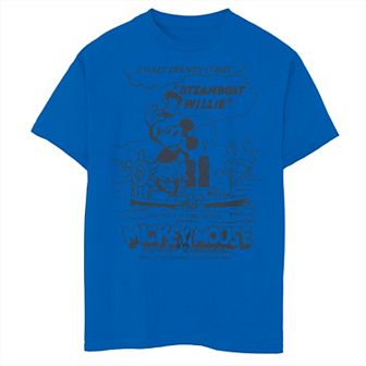 Disney's 100th Anniversary Mickey Mouse Boys 8-20 Steamboat Willie Cartoon Comic Tee