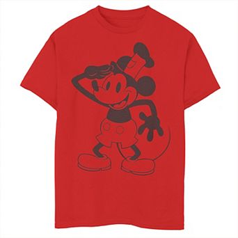 Disney 100th Anniversary Boys Mickey Mouse Steamboat Willie Captain Tee