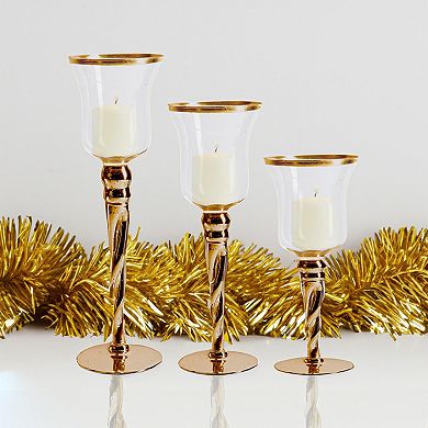 Home Essentials Gold Mercury Tulip Hurricane Candleholder