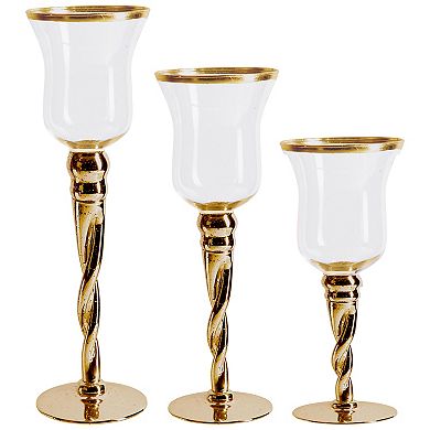 Home Essentials Gold Mercury Tulip Hurricane Candleholder