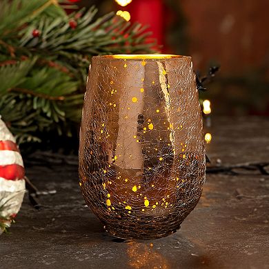 Mercury Glass Crackle Hurricane Candle Holder