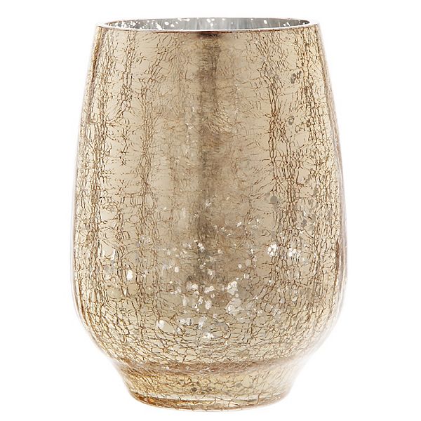 Mercury Glass Crackle Hurricane Candle Holder