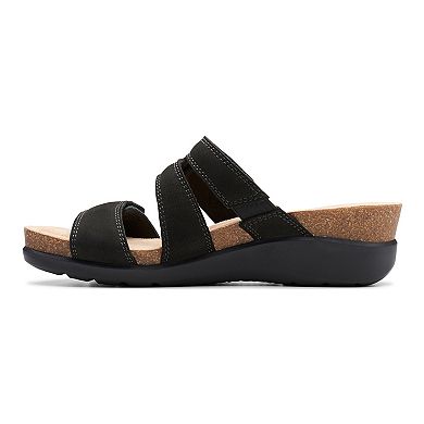Clarks® Calenne Maye Women's Leather Wedge Slide Sandals