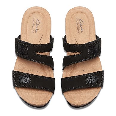 Clarks® Calenne Maye Women's Leather Wedge Slide Sandals