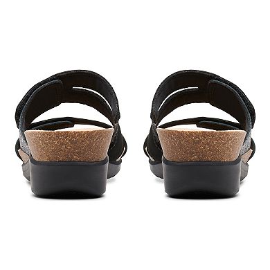 Clarks® Calenne Maye Women's Leather Wedge Slide Sandals