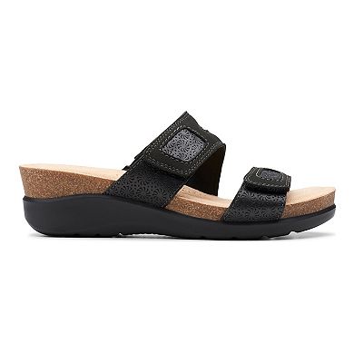 Clarks® Calenne Maye Women's Leather Wedge Slide Sandals