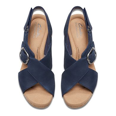 Clarks® Giselle Dove Women's Leather Wedge Sandals