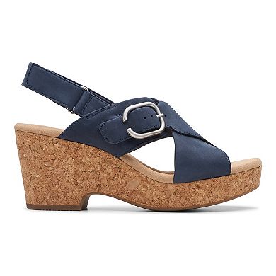 Clarks® Giselle Dove Women's Leather Wedge Sandals