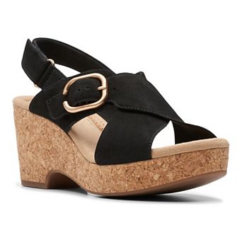 Clarks® Giselle Dove Women's Leather Wedge Sandals