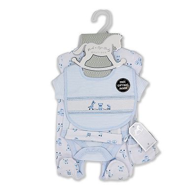 Baby Boys Blue Toys 5 Pc Layette Gift Set in Mesh Bag