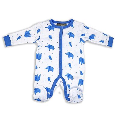 Baby Boys Blue Elephants 5 Pc Layette Gift Set in Mesh Bag