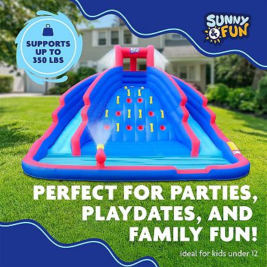 Sunny & Fun Inflatable Water Slide & Blow up Pool, Kids Water Park for Backyard