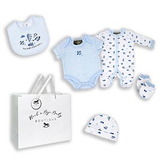 Baby Boys Fly High 5 pc Layette Gift Set in Mesh Bag