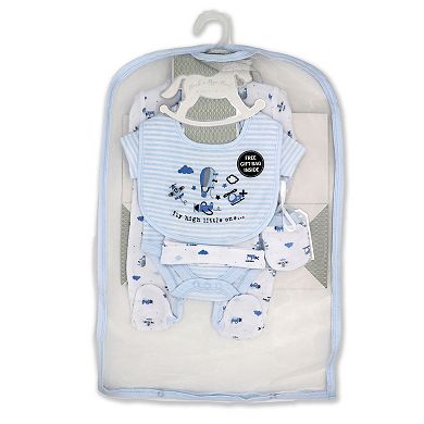 Baby Boys Fly High 5 Pc Layette Gift Set in Mesh Bag