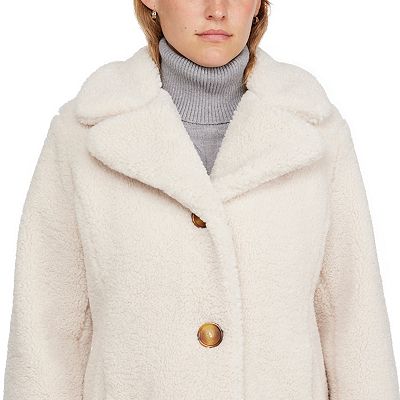 Ellen Tracy Cozy Sherpa Teddy Black Coat Jacket