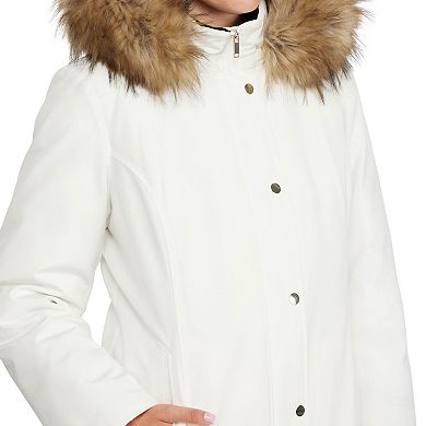 Women's Ellen Tracy Faux-Down Puffer Jacket with Faux-Fur Trim
