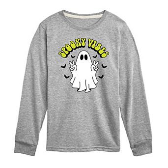 Boys 8-20 Spooky Vibes Ghost Long Sleeve Graphic Tee