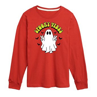 Boys 8-20 Spooky Vibes Ghost Long Sleeve Graphic Tee