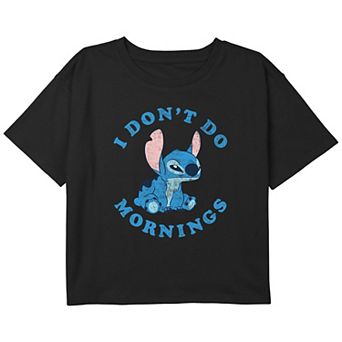 Disney's Lilo & Stitch I Don't Do Mornings Girls 7-16 Cropped Graphic Tee
