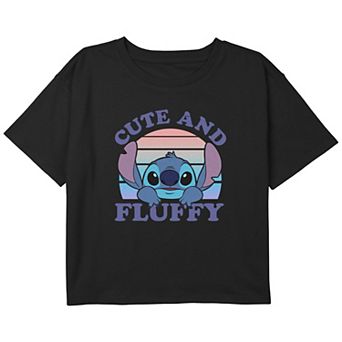 Disney's Lilo & Stitch 626 Stitch Day Cute And Fluffy Portrait Girls 7-16 Cropped Graphic Tee