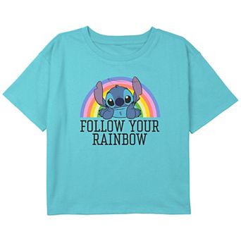 Disney's Lilo & Stitch Follow Your Rainbow Girls 7-16 Cropped Graphic Tee