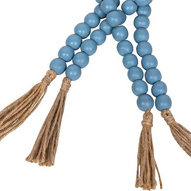 Stratton Home Decor Farmhouse 2-pc. Blue Wooden Bead Garland with Tassels