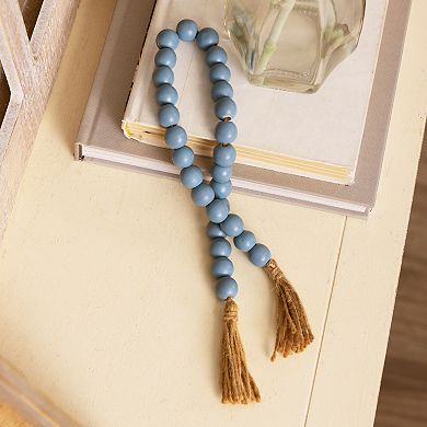 Stratton Home Decor Farmhouse 2-pc. Blue Wooden Bead Garland with Tassels