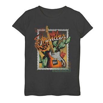Plus Size Fender Cactus Guitar Stamp Graphic Tee