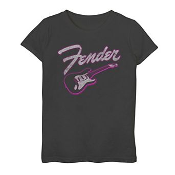 Plus Size Fender Neon Guitar Destressed Graphic Tee