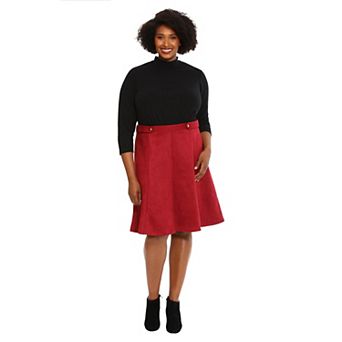 Plus Size London Times Mockneck 3/4 Sleeve Mixed Media Fit and Flare Dress