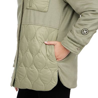 Juniors' Hurley Tilden Mixed Media Onion Quilt Shacket