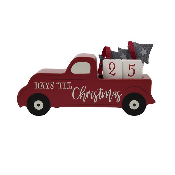 Christmas Countdown Red Truck Table Decor