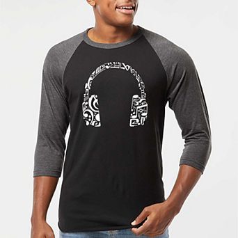 Music Note Headphones - Men's Raglan Baseball Word Art T-shirt