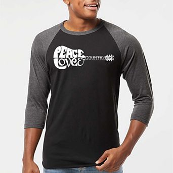 Peace Love Country - Men's Raglan Baseball Word Art T-shirt