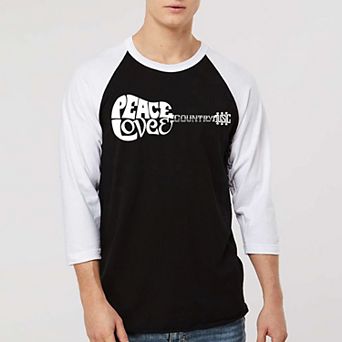 Peace Love Country - Men's Raglan Baseball Word Art T-shirt
