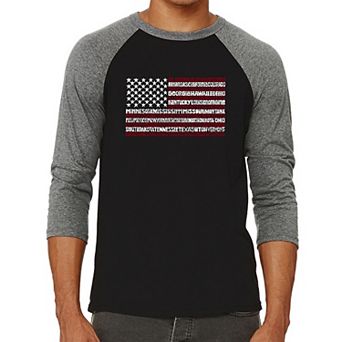 50 States USA Flag - Men's Raglan Baseball Word Art T-shirt
