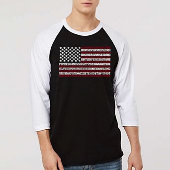 50 States USA Flag - Men's Raglan Baseball Word Art T-shirt