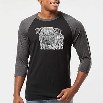 Pug Face - Men's Raglan Baseball Word Art T-shirt