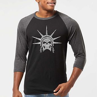 Freedom Skull - Men's Raglan Baseball Word Art T-shirt